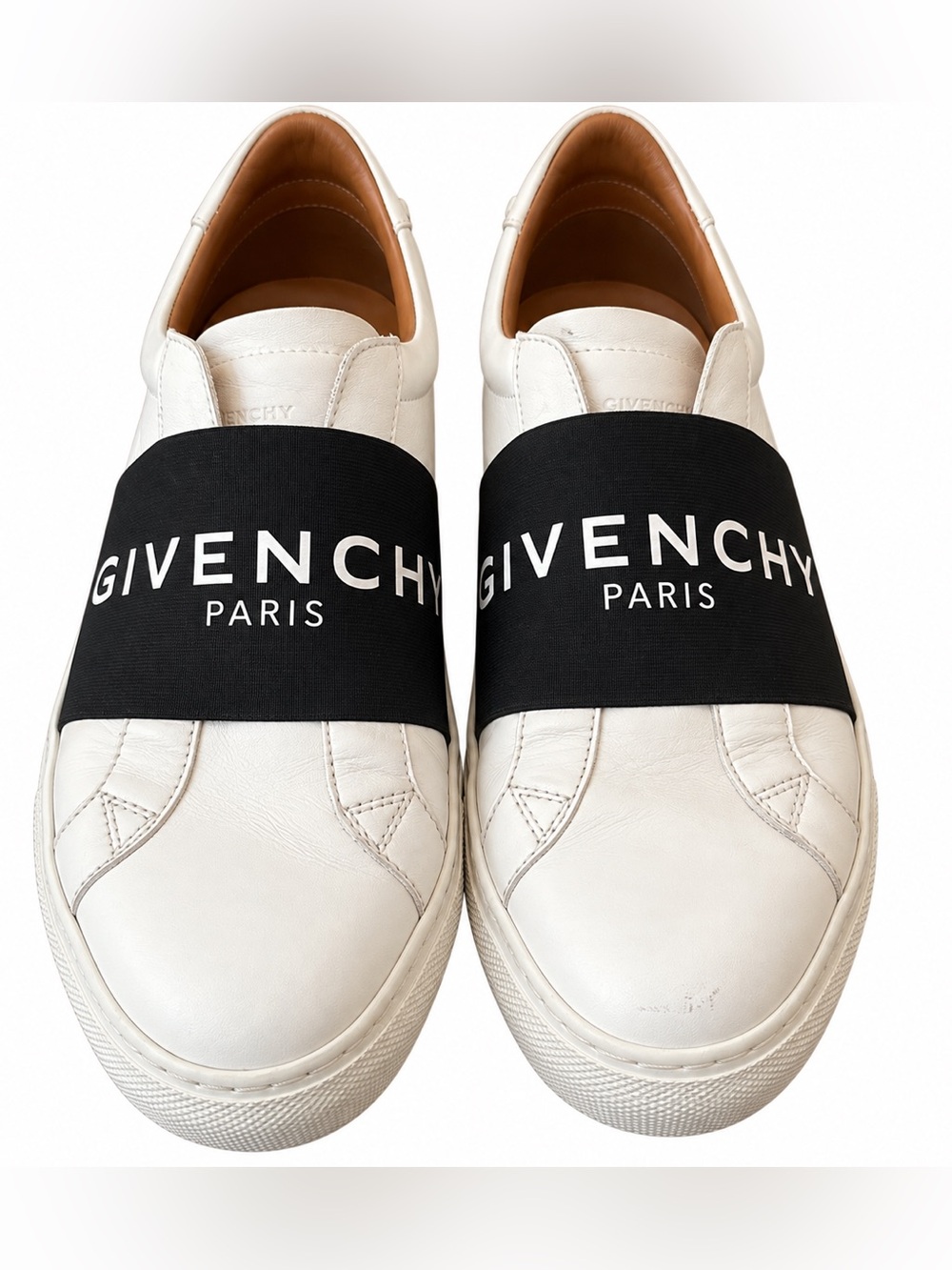 Givenchy Paris White Leather Slip-On Sneakers